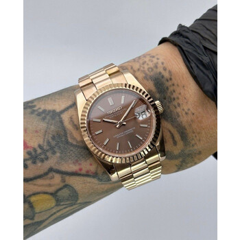 Custom Seiko Mod • Chocolate Rose Gold DateJust • 36mm